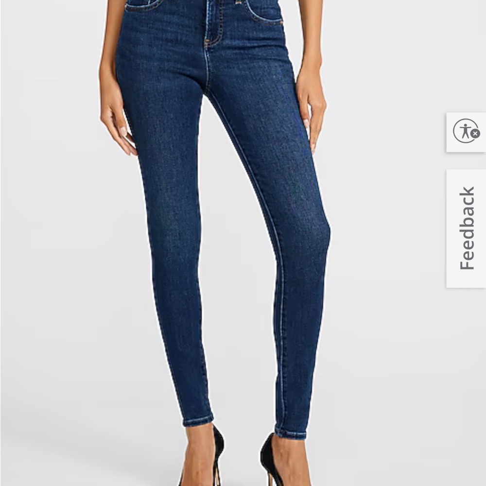 Express Stretch Mid Rise White Denim - Picture 6 of 6